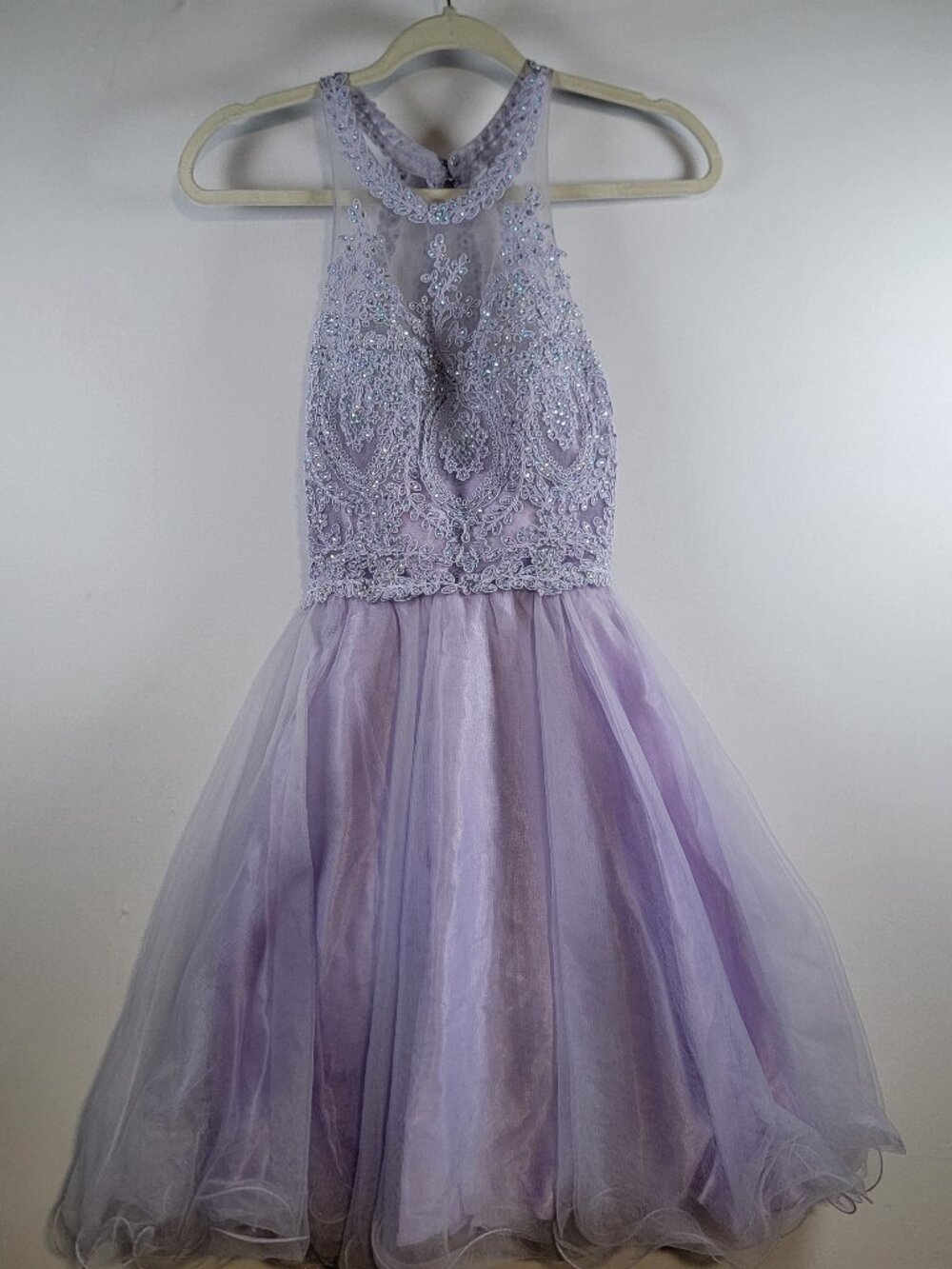 May Queen Couture Lavender Beaded Lace Tulle Formal Dress 4